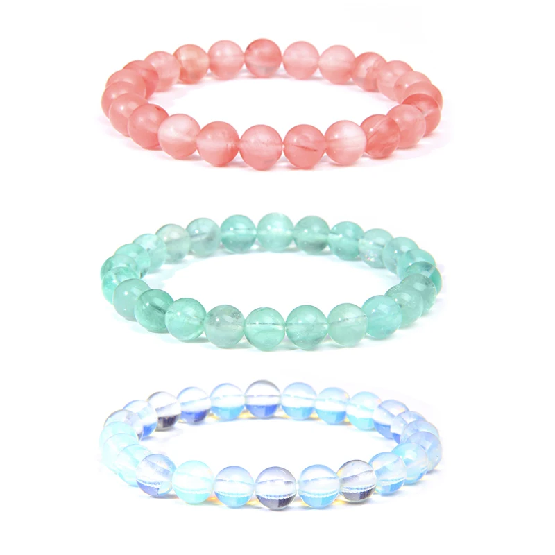 

Red Watermelon Tourmaline Stone Beads Bracelet for Women Men Natural stone Bracelet Crystal Quartz Bracelets Elastic