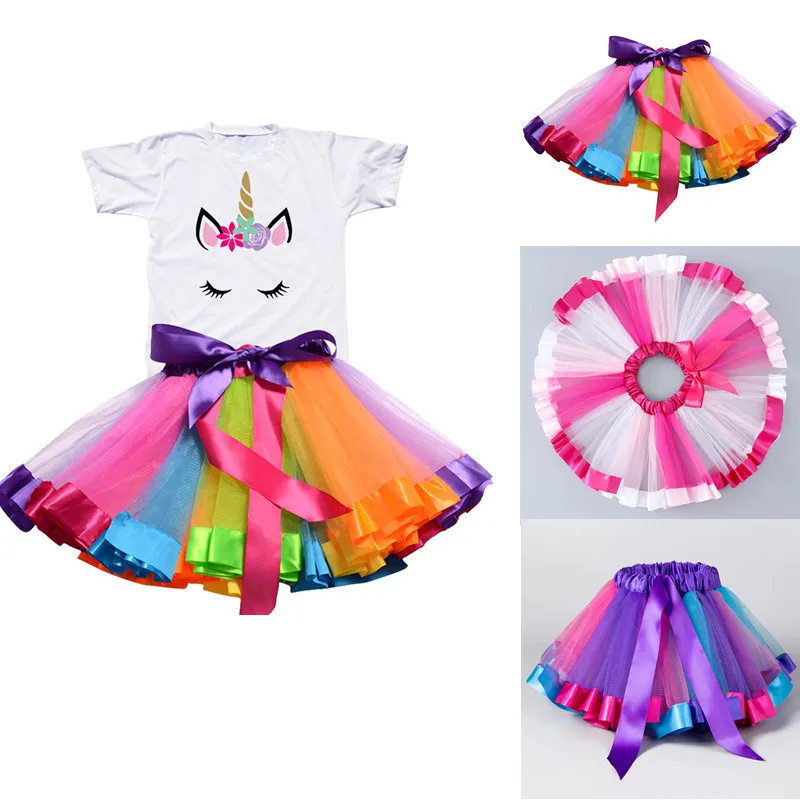 Vestdio/летнее платье с единорогом для девочек Детские вечерние костюмы принцессы