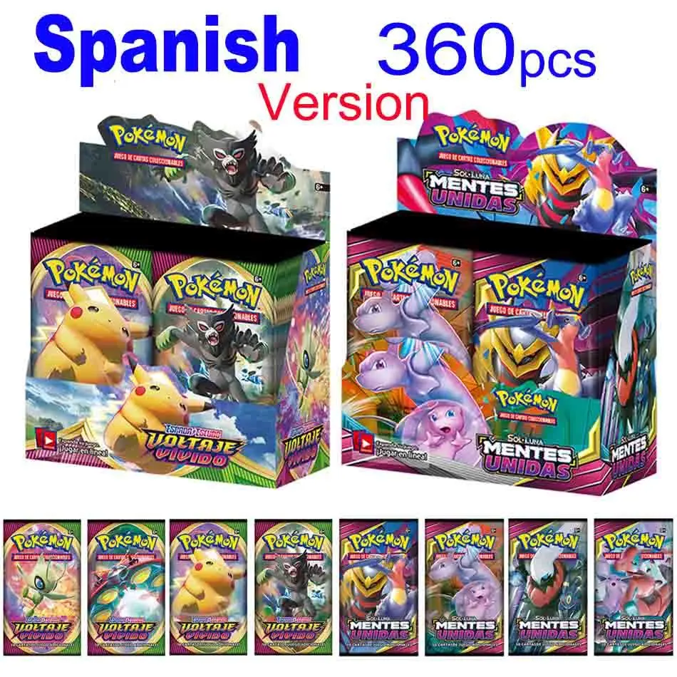 Новинка 2021 года 360 шт. Pokemon карточные игрушки испанская торговая карточка игровой