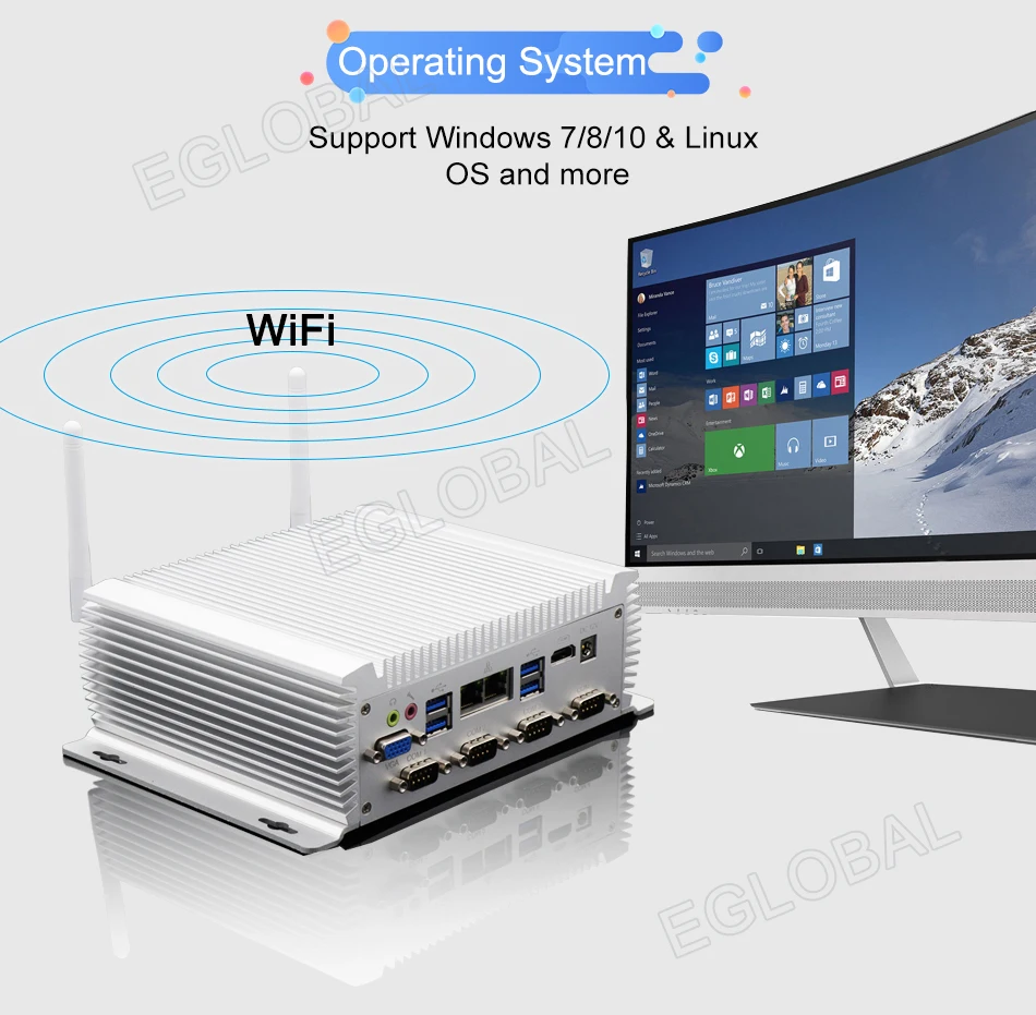 Eglobal модель G1-4200U безвентиляторный мини-ПК Intel Core i5 4200U с двойной Lan шесть COM Barebone мини настольный компьютер 4 к HTPC Вай-Фай HDMI 300 м