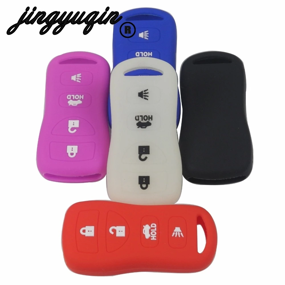 Jingyuqin 4 кнопки Smart Remote силиконовый чехол для ключей от машины Fob Для Nissan Armada Sentra 350Z