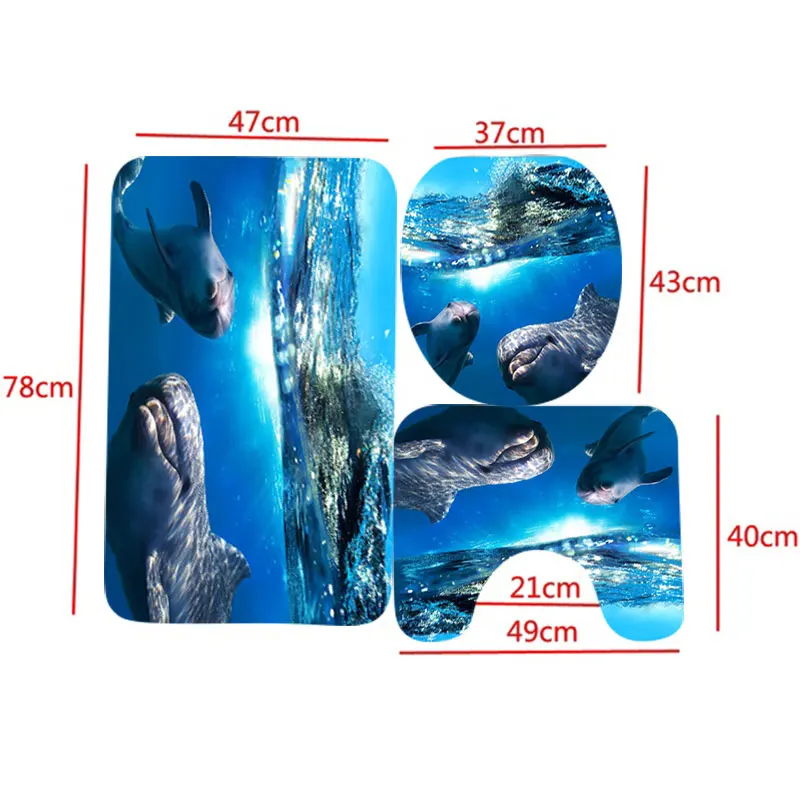 

4 Pcs Bathroom Underwater World Shower Curtain Mat Set Toilet Cover 180X180CM Shower Curtain Toilet Seat Covers Home Decor