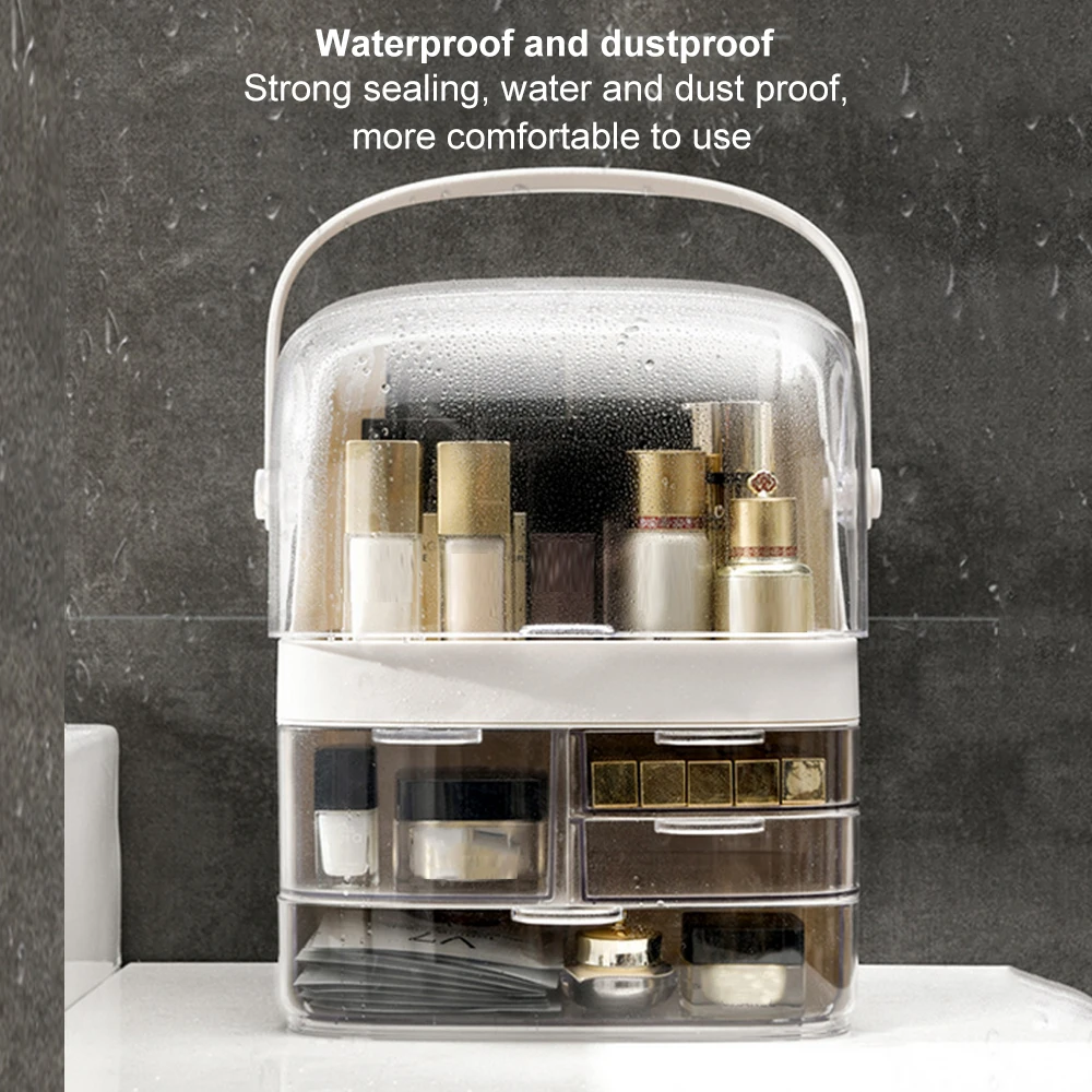 

Органайзер для косметики, коробка для хранения косметики, вместительная коробка для хранения косметики в ванной комнате, Настольный ящик д...