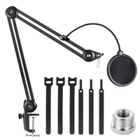 microphone standmic arm stand suspension scissor boom stand with blowout prevention net and cable tiesfor snowballetc