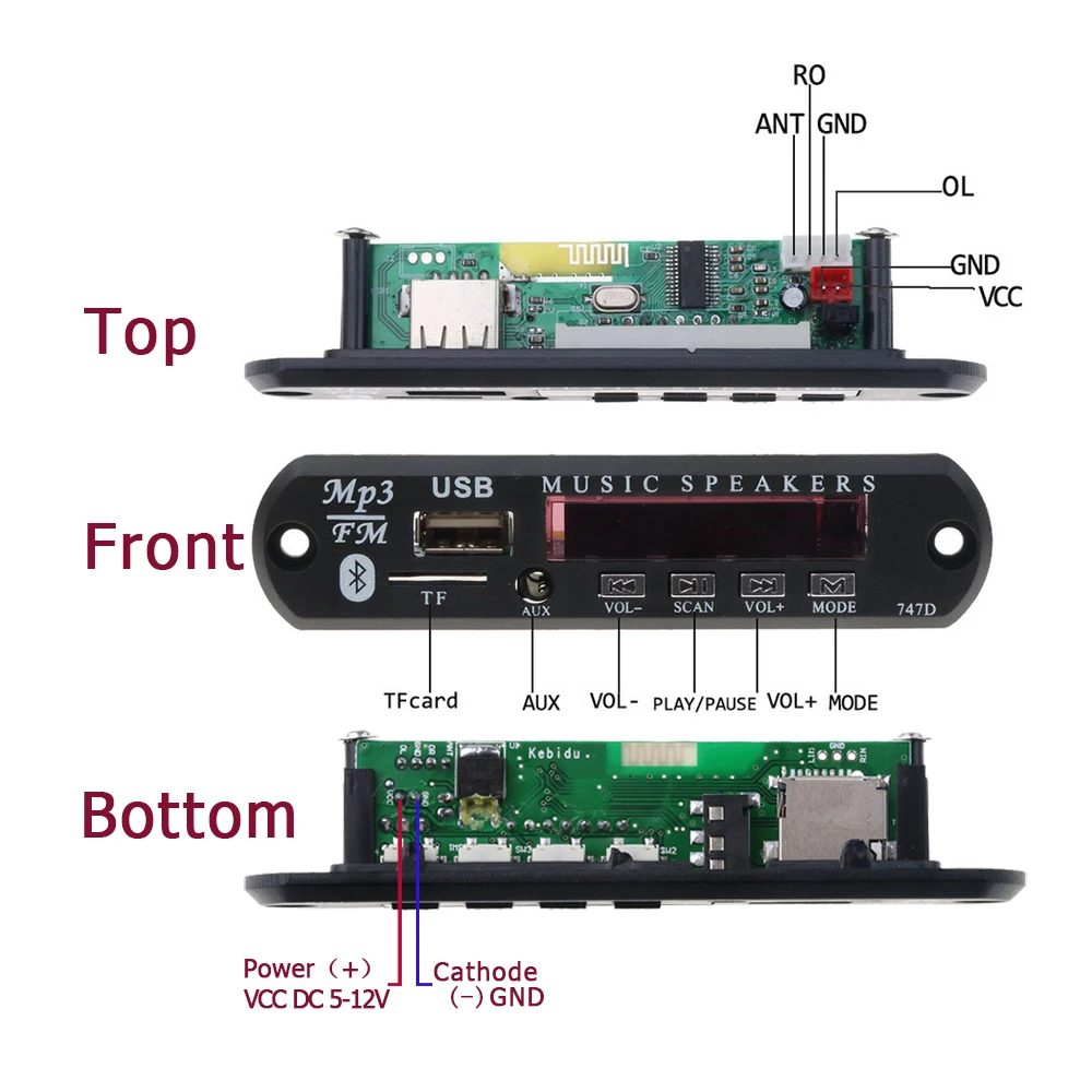 KEBIDU TF FM Радио MP3 декодер плата Bluetooth 3 5 мм AUX аудио Handfree USB автомобильный