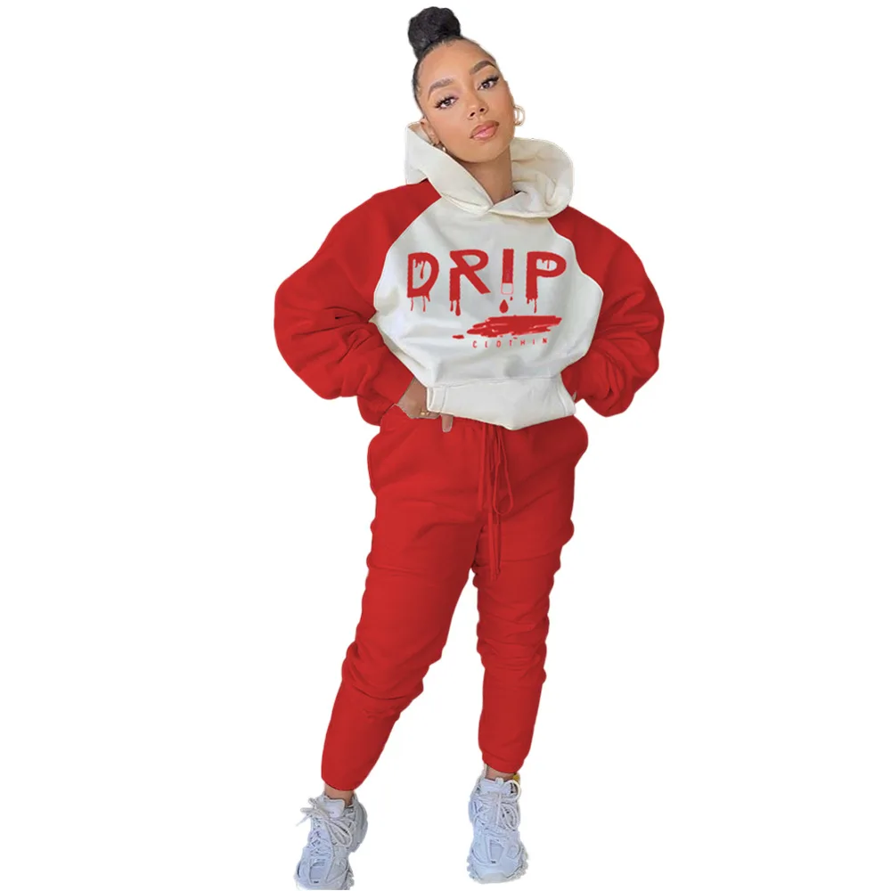 

Women Letter Printed Hoodies Sweatshirt Top And Jogger Baggy Pants Casual Two Piece Matching Sets K-Pop Cool Girl Streetwear