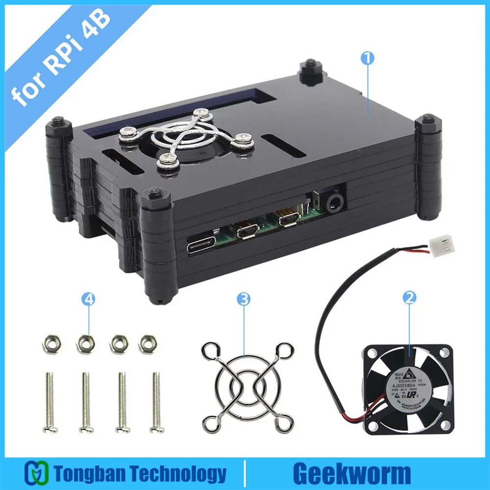 Raspberry Pi 4 Модель B чехол с охлаждающим вентилятором акриловая крышка корпуса