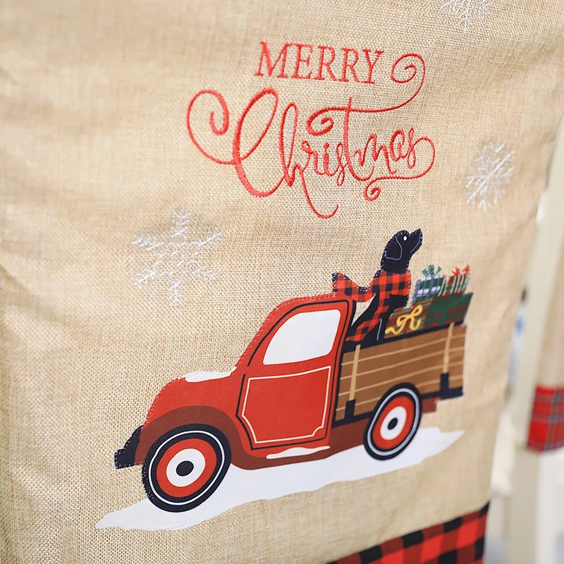 

1 Pcs Linen Christmas Chair Cover, Dinner Chair Cap Chair Covers, for Christmas Decor