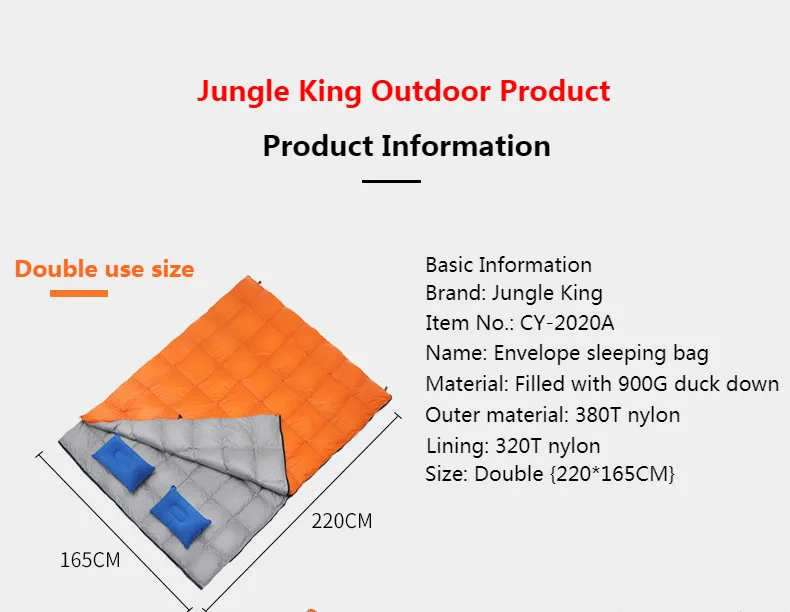 JungleKing CY2020A новейший двойной спальный мешок-конверт для кемпинга на открытом