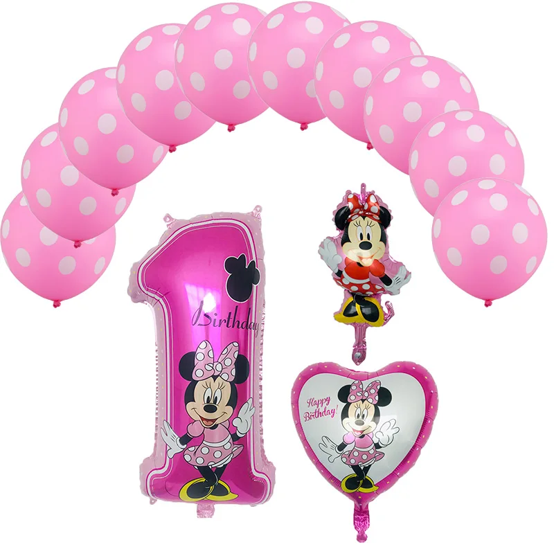 pink-13pcs 13 шт. Микки Мышь тема вечерние Микки и Минни Маус серии комплект шаров globos День Святого Валентина день детей день рождения вечерние украшения Дети воздушные шары - Цвет: pink-13pcs