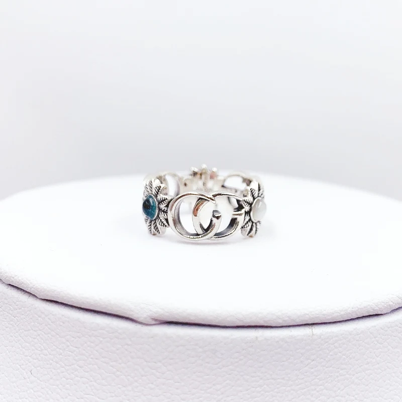 

Hot Sell Sterling Silver S925 Flower DaisyRomanceLove Rings Women Original Brand Logo 1:1 HighQuality Jewelry Holiday Gift