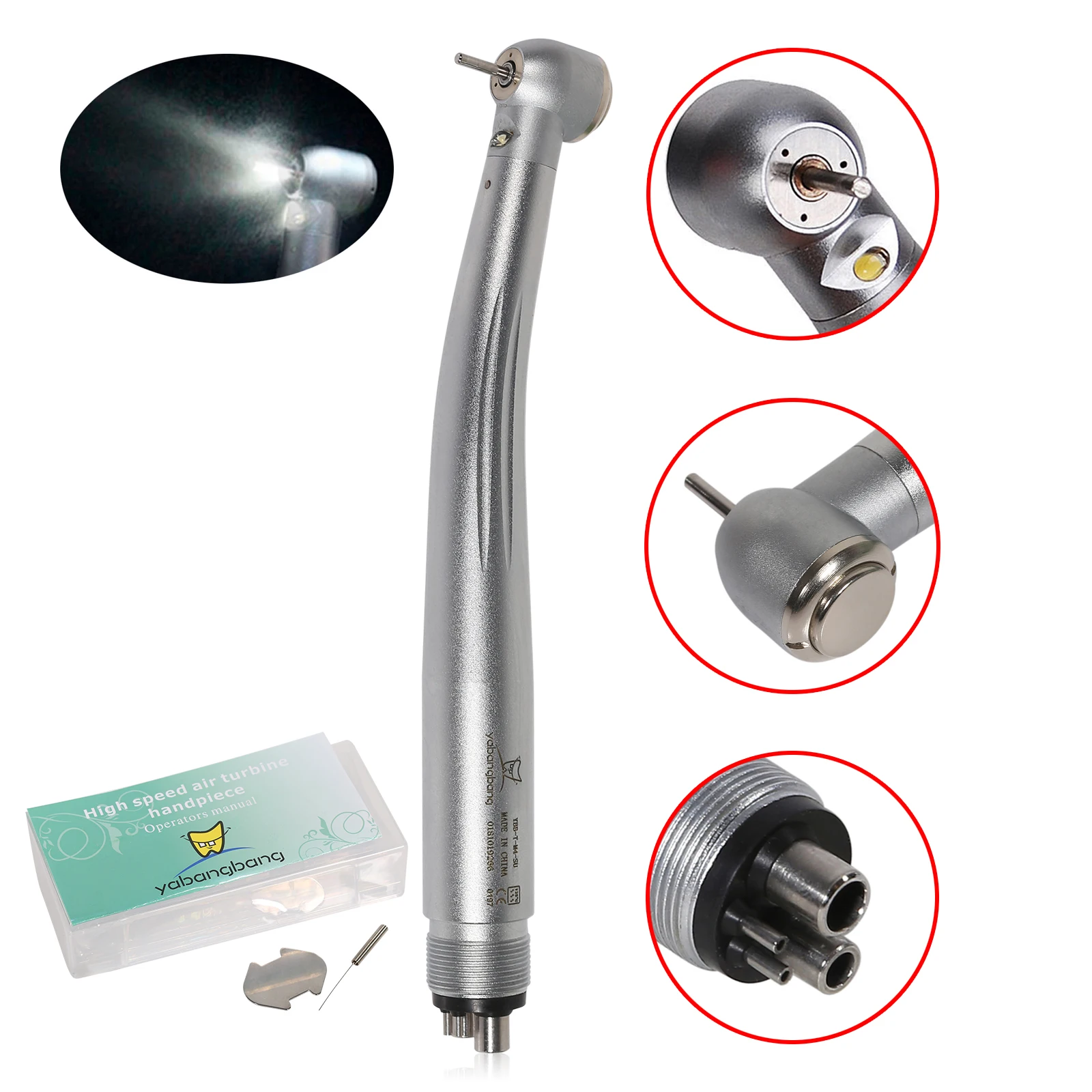 kavo Dental High Speed Hand piece Turbine 4 /2Hole LED E-generator Standard Head Triple Water Spray Push Button Dental tools