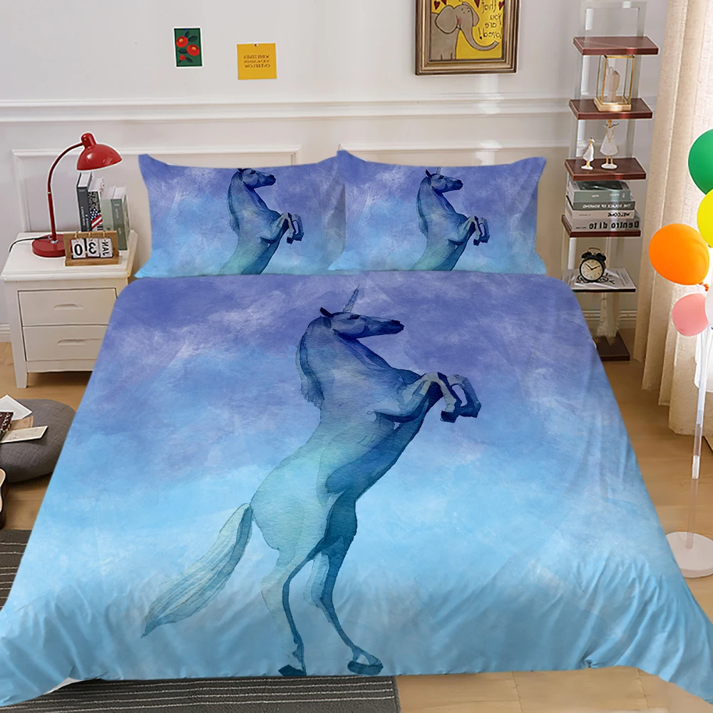 

Pink Unicorn Bedding Set Bedroom Decor Boys Girls Kids Gift Duvet Comforter Cover 2/3 Pieces Bedspread with Pillowcases