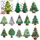 DIY фетровая Рождественская елка настенная искусственная Рождественская елка с Санта-Клаусом снежинками украшение для нового года