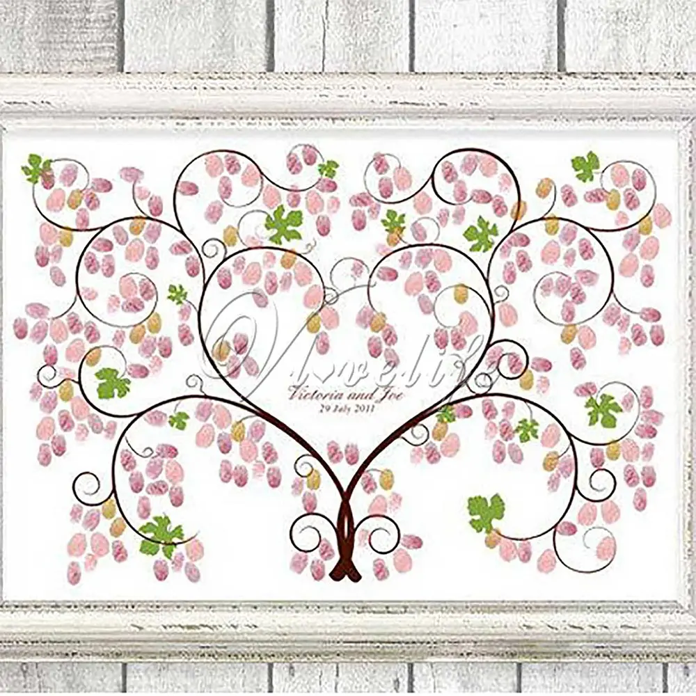 Unique Wedding Fingerprint Trees Guest Book 30x40cm Canvas Thumb Print Decoration Ceremony Bridal Signature Tree 45# | Дом и сад