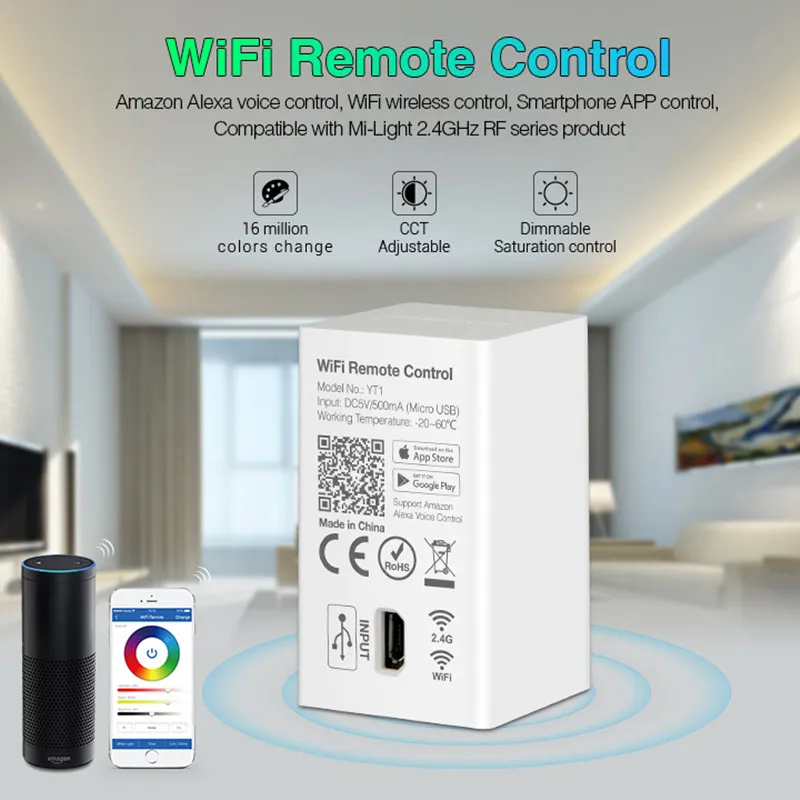 Пульт дистанционного управления Mi light YT1 со светодиодной подсветкой и Wi-Fi