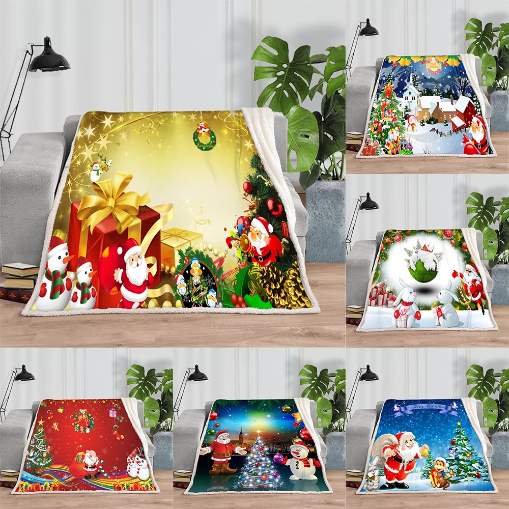 

Рождественская серия одеяло мультфильм Санта Клаус теплое и мягкое декоративное одеяло подарки для взрослых и детей