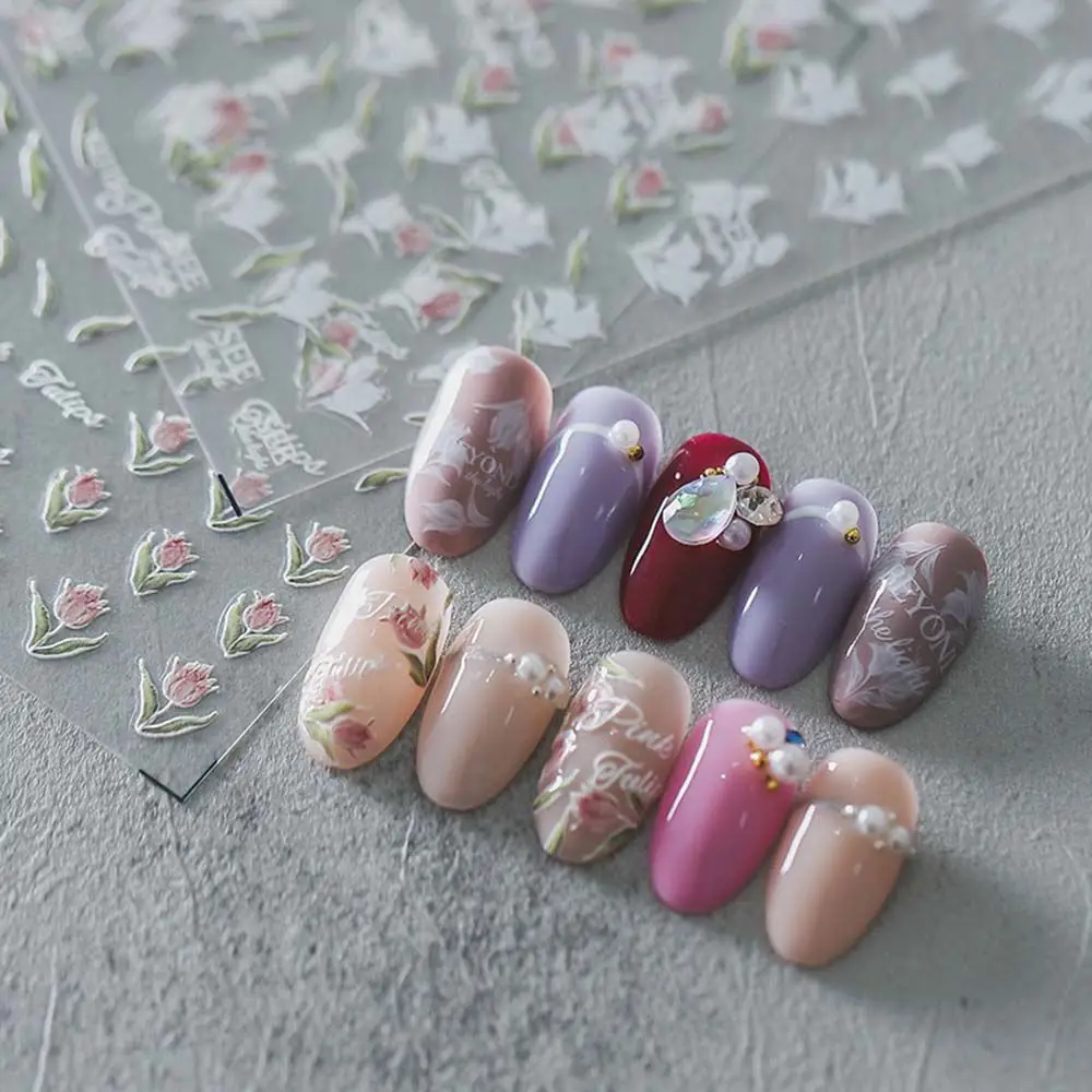 Новые яркие наклейки для дизайна ногтей с белыми бабочками темпераментные