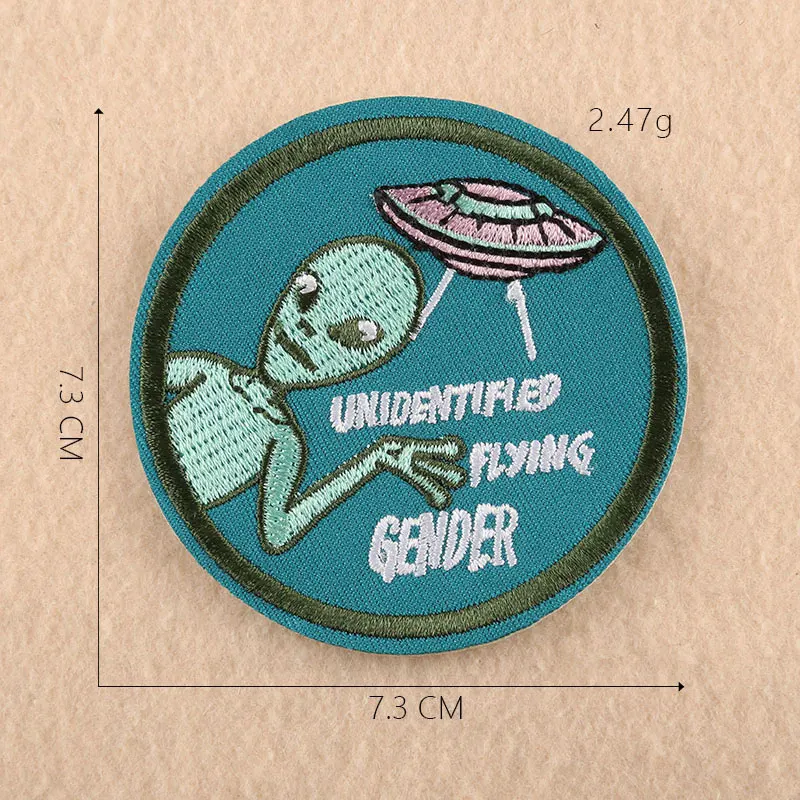 

Computer Embroidery Patches Badge Alien Round Cap Badge Luggage Cloth Accessories Embroidery Subsidy Cloth Babel Sticker Chapter