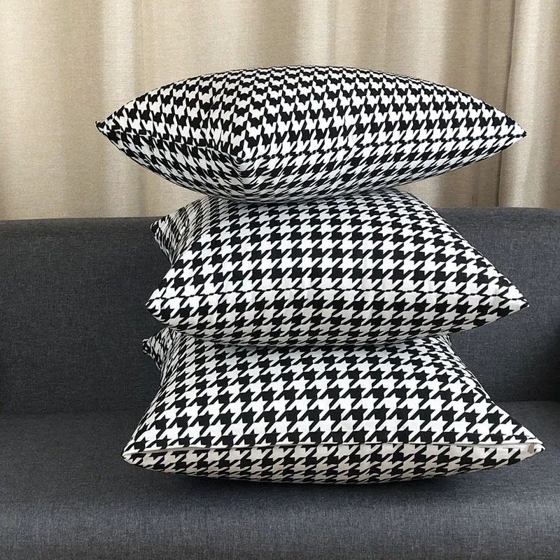 

New Houndstooth Decorative Cushion Cover Sofa Pillow Covers Home Car Living Room Pillow Cases Black Beige Cushion Cover