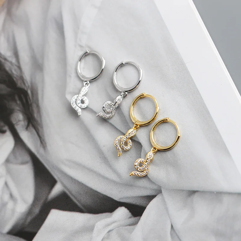 

PONYKISS Cute 925 Sterling Silver Snake Animals Zircon Hoop Earrings for Women Anniversary Fine Jewelry Accessory wholesale Gift