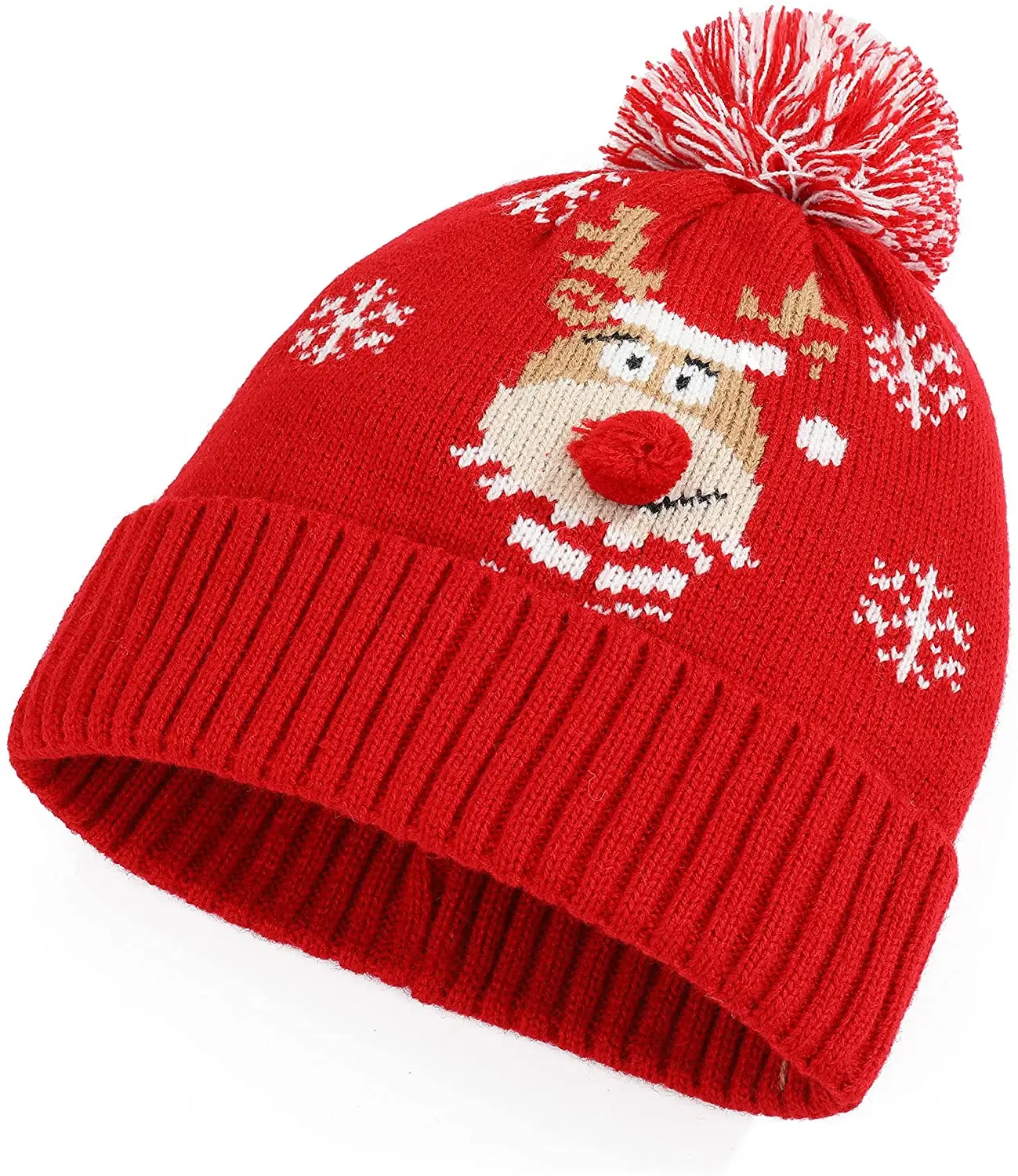 

2021 New Fashion Jacquard Unisex Christmas Hats Winter Warm Knitted Crochet Beanie Cap Santa Hat for Women Men Bonnet