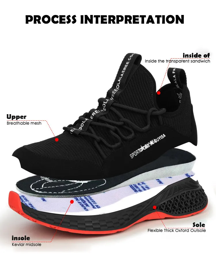 

Fashion Lightweight Breathable Safety Shoes Puncture-Proof Boots Sneakers Indestructible Shoes Men Steel Toe Cap Safety Shoes