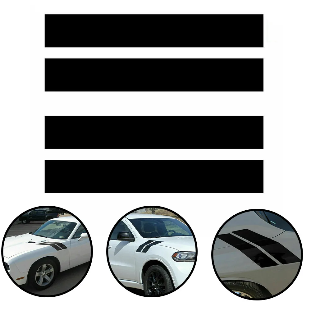 

D-616 Car Hood Side Sticker Stripe Pattern Vinyl Car Sticker Black 4-piece Set Car Hood Side Sticker