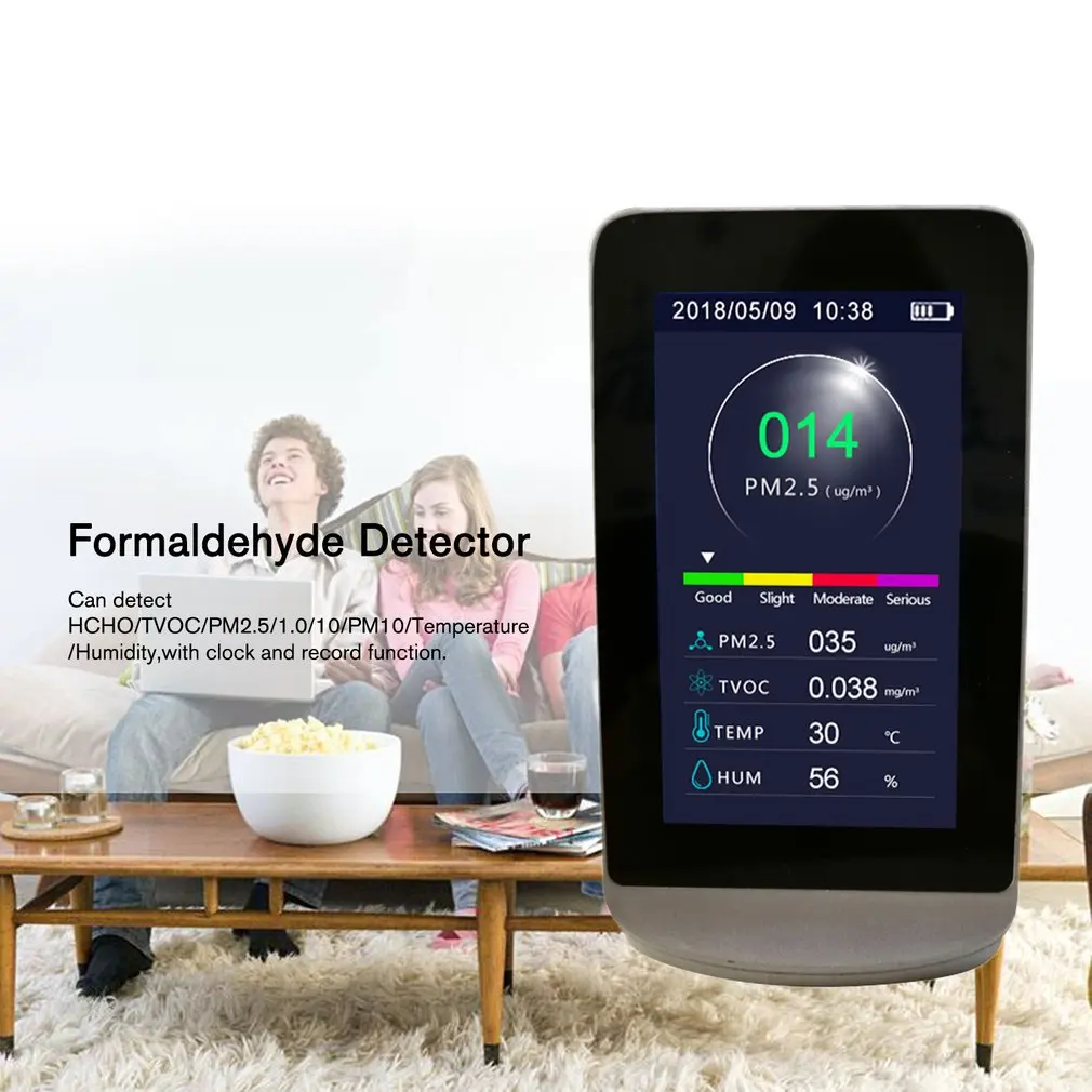 Цифровой детектор фольмадегита детектор HCHO/TVOC/PM2.5/PM10/Temp/Humi тестер AQI анализатор качества воздуха