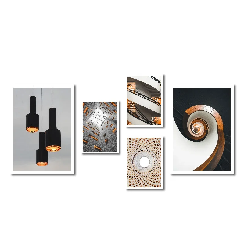 

Poster Chandelier spiral lamp spiral staircase Canvas Painting Wall Art Home Decoration for Living Room and Bedroom Frameless