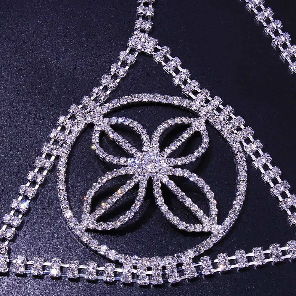 Designer Flower Crystal Bra Chest Chain Top Lingerie Sexy Rhinestone Bikini Harness Body Jewelry For Women Rave Festival |