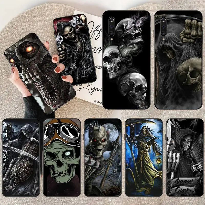 Роскошный гибридный Уникальный дизайнерский чехол для телефона PENGHUWAN Grim Reaper Skull