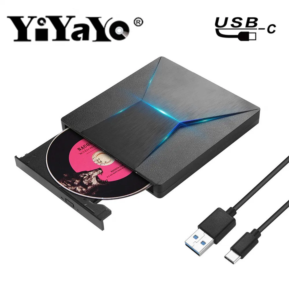 YiYaYo Тип C USB 3,0 DVD привод DVD RW горелка Писатель Rewriter CD rom ридер плеер Внешний привод для портативных ПК Windows Mac OS