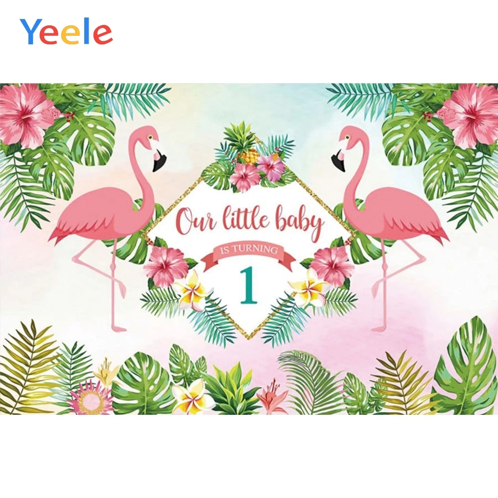 

Summer Tropical Plant Leaves Flamingo Flower Newborn Baby Shower 1st Birthday Party Backdrop Vinyl Photography Background Shoot