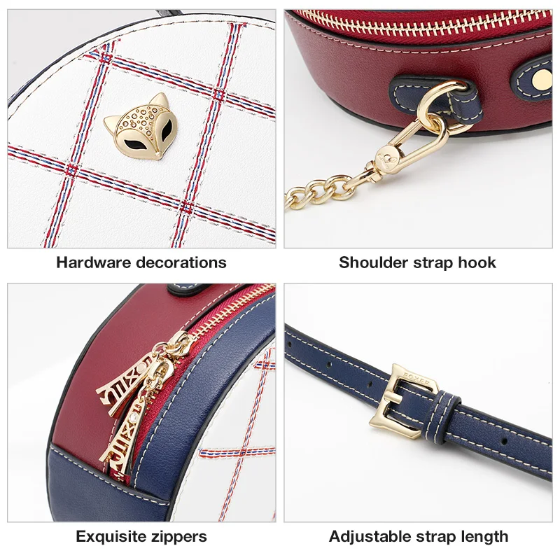 Foxer Female Stylish Cellphone Bag Women Evening Split Leather Circular Crossbody Bags Fashion Round Girl's MIni Totes | Багаж и сумки