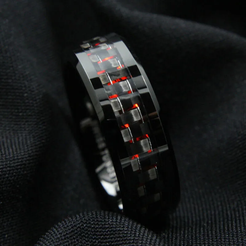 Кольцо мужское ТРАПЕЦИЕВИДНОЕ из углеродного волокна 8 мм|Кольца| |