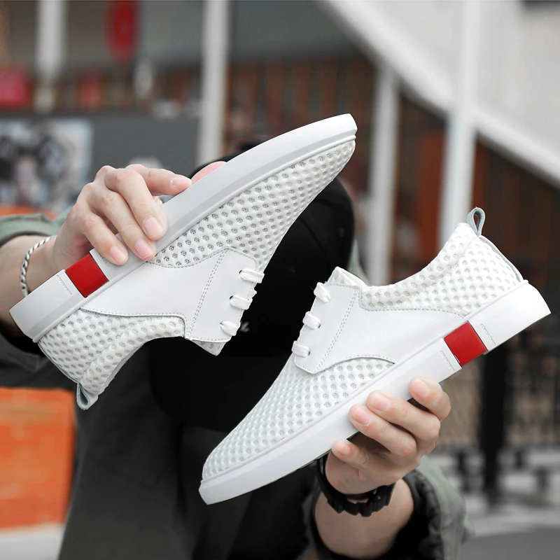 Кроссовки мужские сетчатые из дышащей кожи легкие повседневные уличные туфли