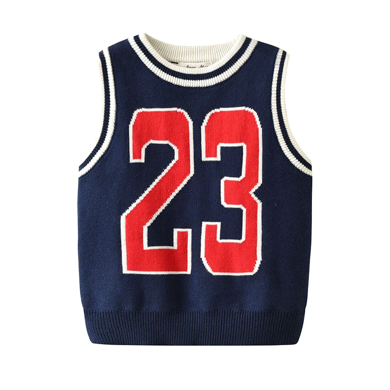 

Kids Boys Knit O-Neck Sports 23 Sweater Vests Cotton Fit Casual Pullover