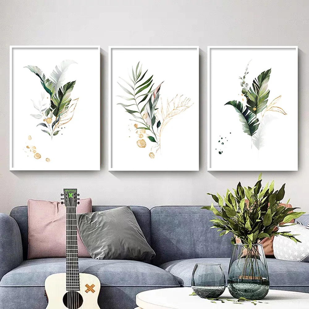 

Nordic Style Watercolor Plant Canvas Poster Leaf Botanical Art Print Minimalist Painting Picture For Living Room Decoration