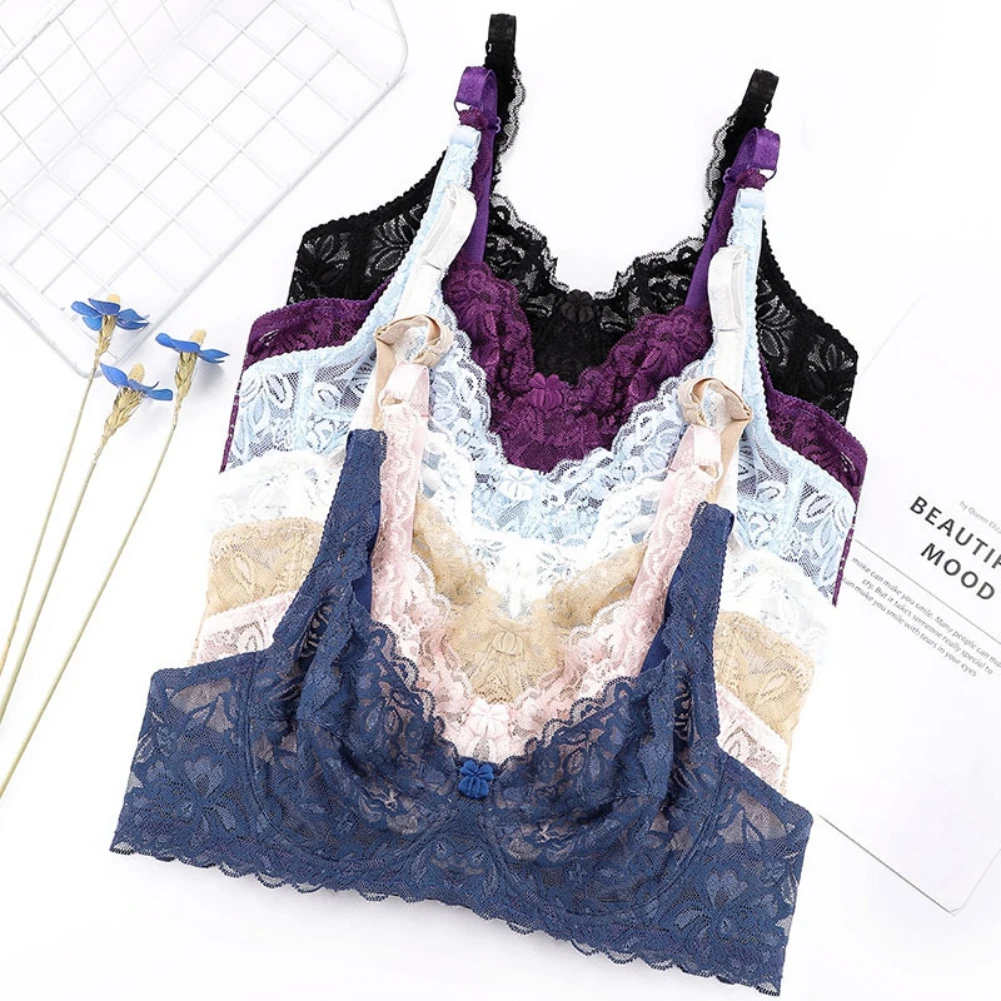 

Women Sexy Lace Bra Push up 3/4 Cup Adjusted Straps Lingerie Ladies Breathable Ultra-Thin Bra Bralette Underwear