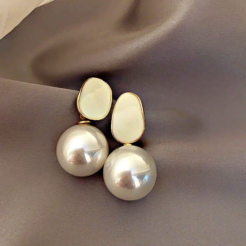 Женские длинные висячие серьги Exknl круглые вечерние с искусственным жемчугом 2020 |