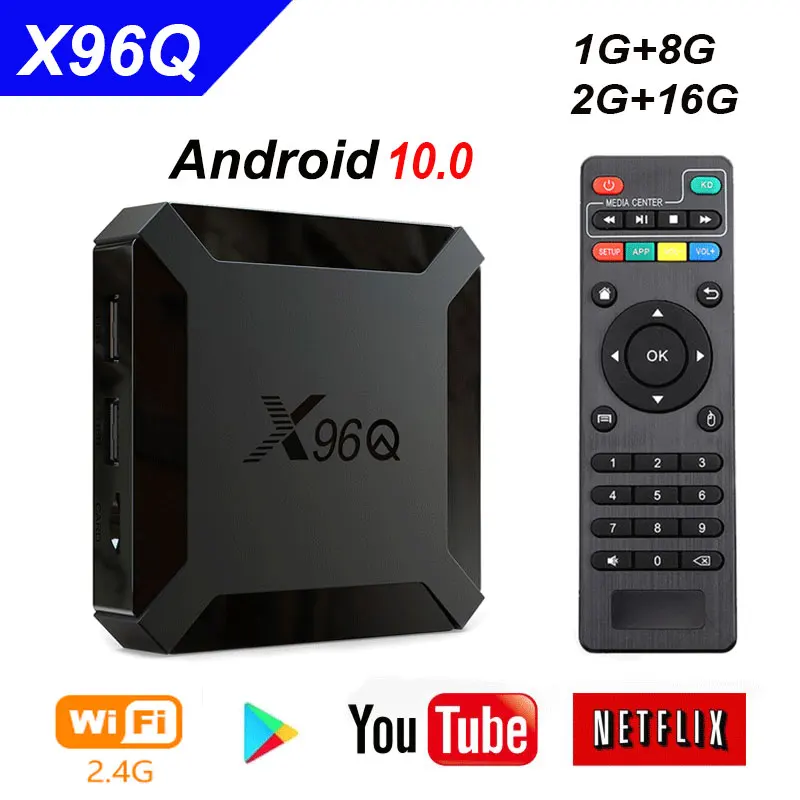 Смарт ТВ-приставка X96Q Android 10 0 1 ГБ/2 ГБ ОЗУ 8 ГБ/16 Гб ПЗУ Youtube 4K HDMedia Player