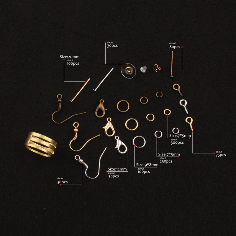 

3000 Pieces Jewelry Making Kit with Jump Rings Screw Eye Pin Headpins Lobster Claw Clasps Earring Hooks Backs Plier Kit