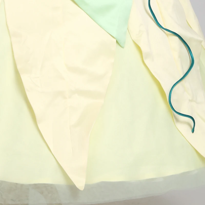 

Cartoon Frog Princess Tiana Cosplay Dress Costume With Headdress Fancy Halloween Party Gown Dresses For Adult Women