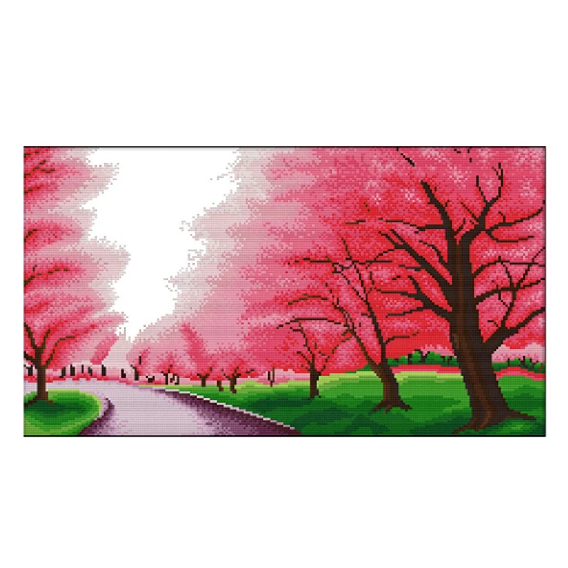 Набор для вышивки крестиком с романтическим изображением сакуры пейзажем 14