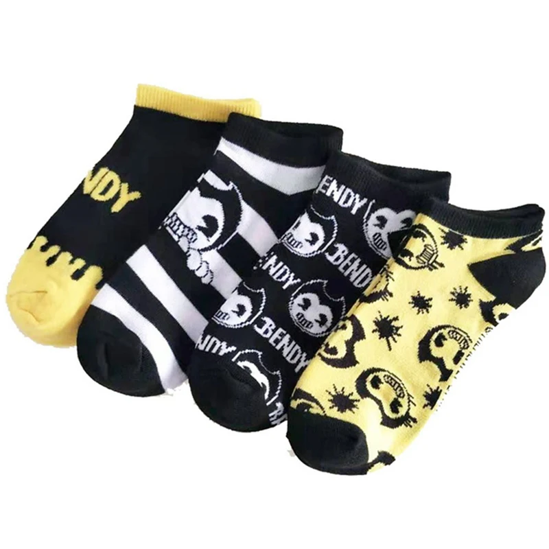 Женские Короткие хлопковые носки Хэллоуин ужас Бенди чернильная машинка Косплей
