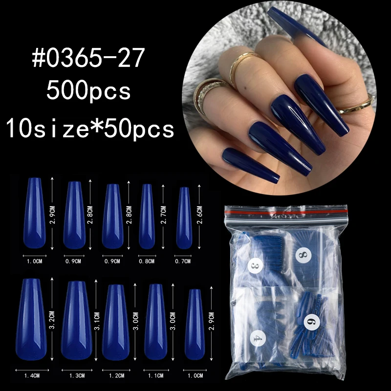 500 шт./пакет длинные гроб накладные ногти-стилеты гвозди из АБС-пластика в новом
