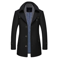 2019 new arrival winter mens solid single breasted slim fit overcoat male high quality woolen mandarim collar jacket