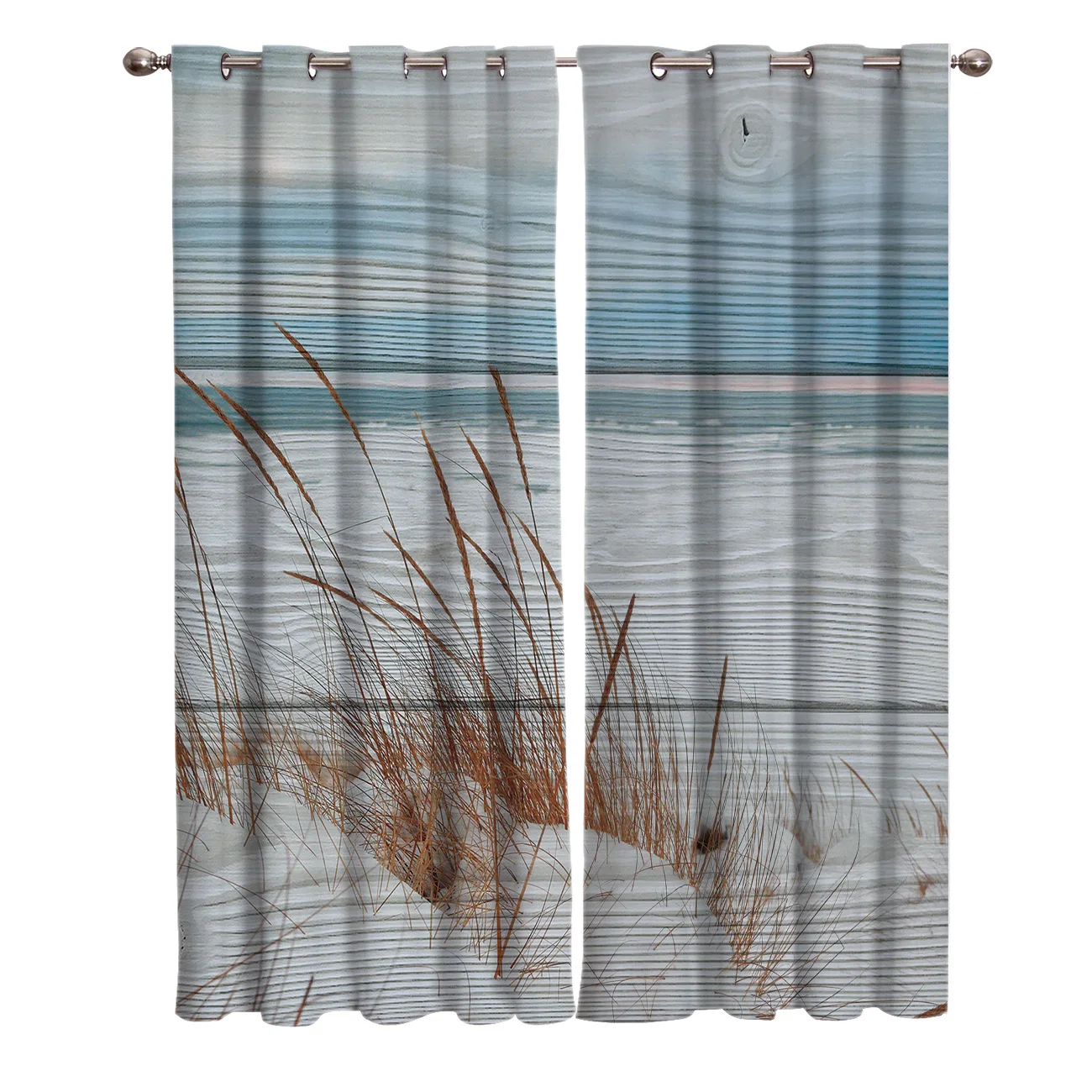 Винтажная Текстура дерева фон Трава Пейзаж окна шторы живописные для гостиной