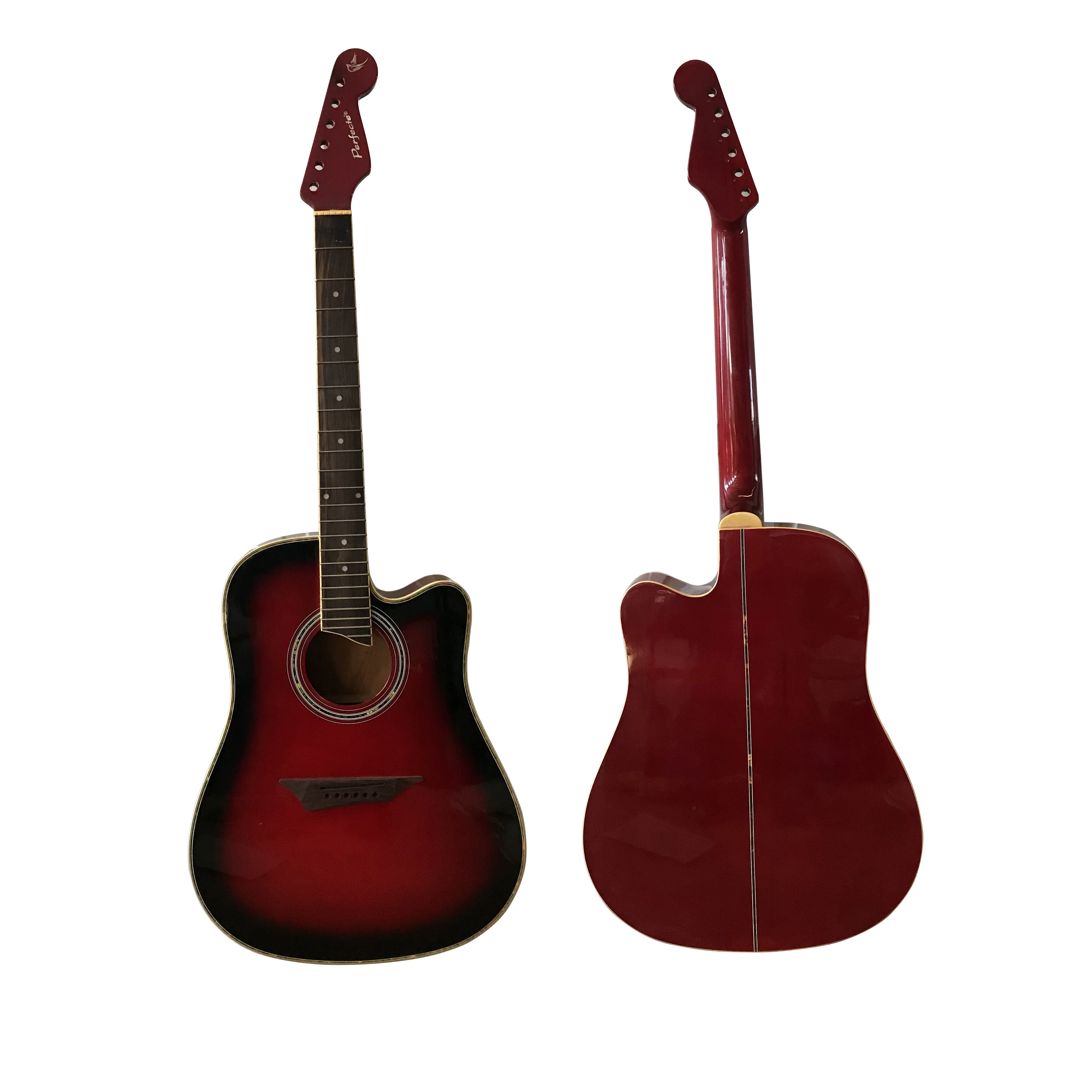 

Gloss Thin Body Acoustic Guitar Unfinished Spruce 41 Inch 24 Fret Solid Wood DIY 6 Strings Red Sunset Color Stock Folk Guitar